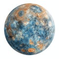 AI-generated illustration of a blue moon with brown stains on the surface