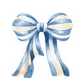 AI generated illustration of a blue and white bow isolated on a white background Royalty Free Stock Photo
