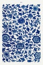 AI generated illustration of a blue and white floral tile pattern Royalty Free Stock Photo