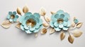 AI generated illustration of a bouquet of delicate paper-cut flowers arranged on a beige wall