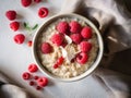 AI generated illustration of a bowl of delicious oatmeal with fresh berries