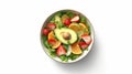AI generated illustration of A bowl filled with a selection of fruits on a white background Royalty Free Stock Photo