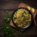 AI generated illustration of a bowl of fresh Israeli couscous