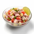 AI generated illustration of a bowl of fresh vegetables and meat Royalty Free Stock Photo