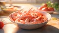 AI generated illustration of a bowl full of large, freshly caught shrimp Royalty Free Stock Photo