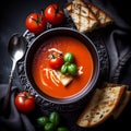 AI generated illustration of a bowl of tomato soup Royalty Free Stock Photo