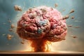 AI generated illustration of a brain-shaped explosion with a brilliant array of colors
