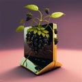 AI generated illustration of a branch of blackberry fruits on a gaming console Royalty Free Stock Photo