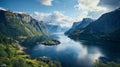 AI generated illustration of the breathtaking Fjords of Norway Royalty Free Stock Photo