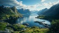 AI generated illustration of the breathtaking Fjords of Norway Royalty Free Stock Photo