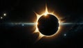 AI generated illustration of a bright light shines through an eclipse in the night sky Royalty Free Stock Photo