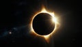 AI generated illustration of a bright light shines through an eclipse in the night sky Royalty Free Stock Photo