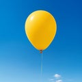 AI generated illustration of a bright yellow balloon on a blue sky background