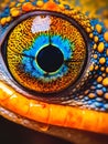 AI-generated illustration of brightly-colored eye of Chameleons under the light