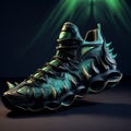 AI generated illustration of a brightly colored and intricately designed shoe