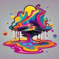 AI generated illustration of brightly colored liquid with thick paint dripping down the sides