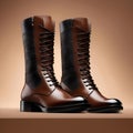 AI-generated illustration of brown boots with black laces