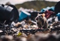 AI generated illustration of A brown mouse sits atop a heap of garbage Royalty Free Stock Photo