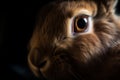 AI generated illustration of a brown rabbit looking directly into the camera lens