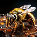 AI generated illustration of a bumble bee covered in water droplets Royalty Free Stock Photo