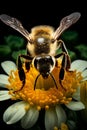 AI generated illustration of a bumblebee perched on a white flower