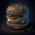 AI-generated illustration of a burger with royal elements