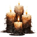 AI generated illustration of burning candles connected by a chain of metal links. Royalty Free Stock Photo