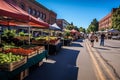 AI generated illustration of a bustling outdoor market Royalty Free Stock Photo