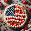 AI generated illustration of a cake with American flag, made of berries Royalty Free Stock Photo