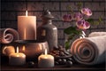 AI generated illustration of candles and decorations on a table - concept of relaxation