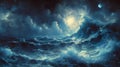 AI generated illustration of a captivating artwork of majestic ocean waves