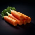 AI generated illustration of carrots on a dark surface