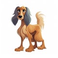 AI generated illustration of a cartoon Afghan Hound dog Royalty Free Stock Photo