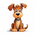 AI generated illustration of a cartoon Airedale Terrier puppy on a white background