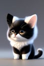 AI Generated Illustration Of A Cartoon-like Black Cat Against A Grey Backgrund