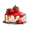 AI generated illustration of a cartoon slice of cheesecake with strawberries