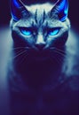 AI generated illustration of cat with blue eyes Royalty Free Stock Photo