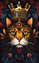 AI generated illustration of a cat with a crown