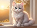 AI generated illustration of a cat resting near a window Royalty Free Stock Photo
