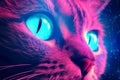 AI generated illustration of a cat's eyes in neon lights Royalty Free Stock Photo