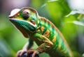 AI generated illustration of a chameleon perched on the wall Royalty Free Stock Photo