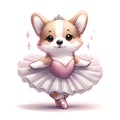 AI-generated illustration of Charming Corgi Puppy in Ballerina Costume Royalty Free Stock Photo