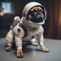 AI generated illustration of a charming dog in an astronaut's space suit