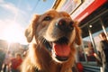 AI generated illustration of a cheerful golden retriever dog Royalty Free Stock Photo