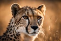 a cheetah standing in tall grass with its eyes shut Royalty Free Stock Photo