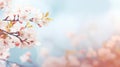 AI generated illustration of cherry blossoms in soft focus view against a dreamy sunset sky Royalty Free Stock Photo