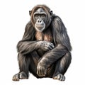 AI generated illustration of a chimpanzee monkey clipart on a white background Royalty Free Stock Photo