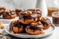 AI generated illustration of chocolate covered doughnuts on a plate