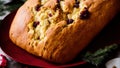 AI-generated illustration of Christmas Stollen with dried fruits