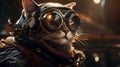 Cat Pilot Wearing Aviator Goggles